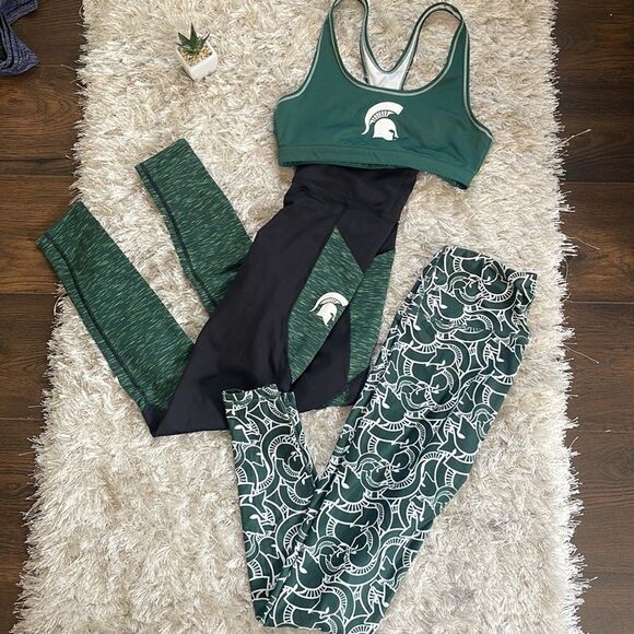 EUC Michigan State University Spartans Green and White Athletic Set S/M - Picture 11 of 12